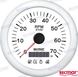 Recmar - Tach W/4 Led Ala 0/7000rpm Wht (recky07312)