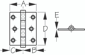 Sea Dog Marine - Brass Removable Pin Hinge 2"x2" (204621-1)