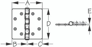 Sea Dog Marine - Butt Hinge 5-1/2x4-1/2 (205227)