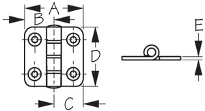 Sea Dog Marine - Stainless Steel Butt Hinge 1-3/8"x1-1/2" (201580-1)