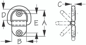 Sea Dog Marine - Stainless Steel Fldng D-ring Large (2 Hole) (048615-1)
