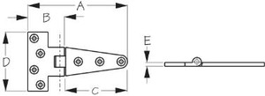 Sea Dog Marine - Stainless Steel T-hinge - 6" (205710-1) Sea Dog Marine - Stainless Steel T-hinge - 6" (205710-1)