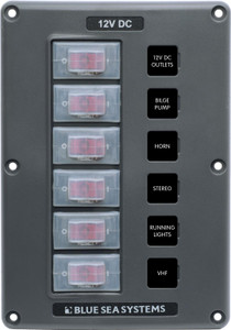 Blue Sea - Panel Switch H2o Cb 6pos Gray - 4322-BSS Blue Sea - Panel Switch H2o Cb 6pos Gray - 4322-BSS