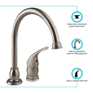 Dura Faucet - Gse Neck Rv Kitchn Faucet - DF-NMK301-SN Dura Faucet - Gse Neck Rv Kitchn Faucet - DF-NMK301-SN