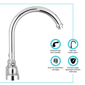 Dura Faucet - J-spout Faucet Chrpol - DF-PK340L-CP Dura Faucet - J-spout Faucet Chrpol - DF-PK340L-CP