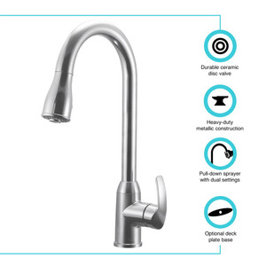 Dura Faucet - Sngl Handle Pull Dn Kitchen Br S.n - DF-NMK508-SN