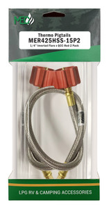 Marshall Excelsior Mer425hss-15p2 High Capacity Thermo Pigtail, 1/4" Inverted Flare X Qcc With Braided Stainless Steel Hose - 15", Red, Pack Of 2 - MER425HSS-15P2 Marshall Excelsior Mer425hss-15p2 High Capacity Thermo Pigtail, 1/4" Inverted Flare X Qcc With Braided Stainless Steel Hose - 15", Red, Pack Of 2 - MER425HSS-15P2