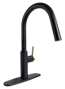 Phoenix Pf231780 Premium Slimline Single Handle Pull Down Kitchen Faucet - Black With Gold-tone Handle - PF231780 Phoenix Pf231780 Premium Slimline Single Handle Pull Down Kitchen Faucet - Black With Gold-tone Handle - PF231780