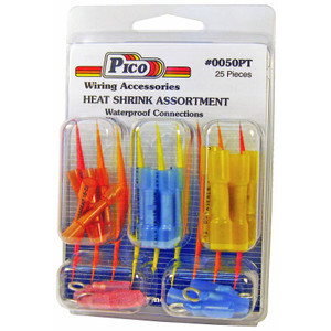 Pico 0050pt Crimp-heat Shrink Clam Pack Kit - 22-16, 16-14, & 12-10 Awg Butt Connectors & Rings, 25 Pieces - 0050PT