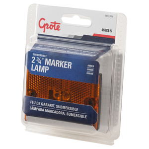 Grote 46983-5 Rectangular Submersible Clearance Marker Light With Built-in Reflectors - Amber (retail Packaging) - 46983-5