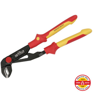 Wiha Insulated Push Button Grip V-Jaw Tongue and Groove Pliers - 10" - 32956