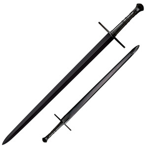 COLD STEEL Man at Arms Hand-and-a-Half Sword 33.5" Blued Carbon Steel Blade Leather Handle - cs-88HNHM COLD STEEL Man at Arms Hand-and-a-Half Sword 33.5" Blued Carbon Steel Blade Leather Handle - cs-88HNHM
