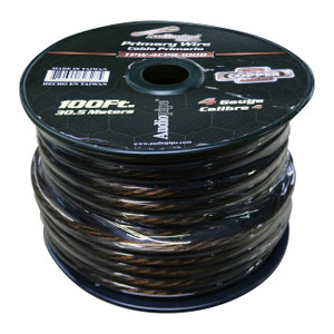 Audiopipe 4 Gauge 100% Copper Series Power Wire - 100 Foot Roll - Black PVC outer-jacket - TPW-4CPR-100B Audiopipe 4 Gauge 100% Copper Series Power Wire - 100 Foot Roll - Black PVC outer-jacket - TPW-4CPR-100B