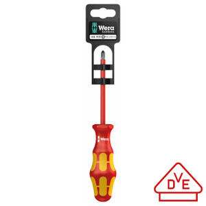 Wera Screwdriver: Insulated Phillips PH #2 x 100mm (On Hang-Tag With Lasertip) - 5100012001