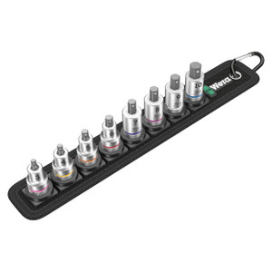 Wera Metric Hex-Plus Bit Socket Set with Holding Function 3/8" Drive on Belt (8 pieces) - Wera Metric Hex-Plus Bit Socket Set with Holding Function 3/8" Drive on Belt (8 pieces) -