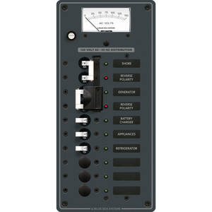Blue Sea 8489 Breaker Panel - AC 2 Sources + 6 Positions - White - 8489 Blue Sea 8489 Breaker Panel - AC 2 Sources + 6 Positions - White - 8489