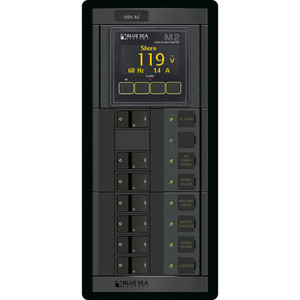 Blue Sea 1505 - 360 Panel - Main + 6 Position 120V AC Flat Rocker w/M2 AC Multimeter - 1505 Blue Sea 1505 - 360 Panel - Main + 6 Position 120V AC Flat Rocker w/M2 AC Multimeter - 1505