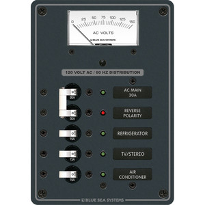 Blue Sea 8043 AC Main +3 Positions Toggle Circuit Breaker Panel - White Switches - 8043 Blue Sea 8043 AC Main +3 Positions Toggle Circuit Breaker Panel - White Switches - 8043