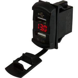 Sea-Dog Dual USB Rocker Switch Style Voltmeter w/Hidden Display - 426527-1