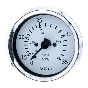 VDO Cockpit Marine 85MM (3-3/8") Pitot Speedometer - 0 to 35 MPH - White Dial/Chrome Bezel - 260-15271