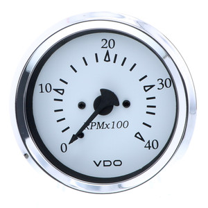 VDO Cockpit Marine 85MM (3-3/8") Diesel Tachometer - 4000 RPM - White Dial/Chrome Bezel - 333-15273