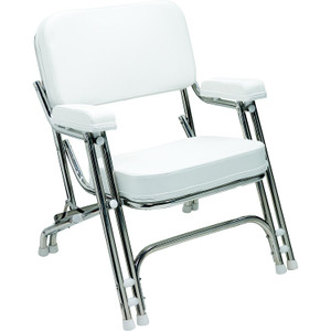 Seachoice 78513 Folding Deck Chair, Stainless Steel, White - CK-DC002SS