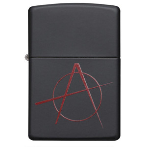 Zippo Windproof Lighter Red Anarchy Symbol Black Matte - 20842