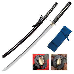 Cold Steel Katana 29-1/4" Carbon Steel Blade Sword Ray Skin Handle Wood Scabbard - CS-88BKW