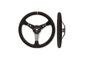 AFCO Performance Group - Suede Dished Steering Wheel  15 Black - 52-56797
