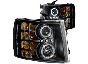 Anzo - 0713 Silverado 1500/silverado 2500/3500 Headlights Black Clear Projectors With Halos Driv/pass - 111107