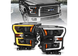 Anzo - 1517 F150 Xl Projector Headlights Black W/ Amber - 111357