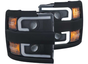 Anzo - 1517 Silv 2500/3500hd Proj Headlights W/plank Style Switchback Black W/amber(black Rim)driv/pass - 111364