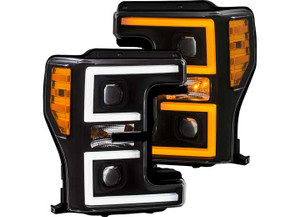 Anzo - 17c F250/350/450 Projector Headlights W/plank Style Switchback Black W/amber Excl Factory Led - 111388