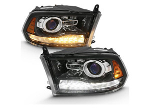 Anzo - 0918 Ram 1500/1018 Ram 2500/3500 Projector Plank Style Switchback Headlights Black Amber(oe Style) - 111439