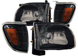 Anzo - 0104 Tacoma Headlights Black With Amber Reflectors Driver/passenger - 121190