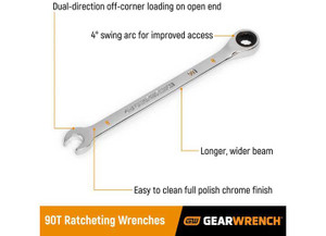 GearWrench - Set Wr Rat Comb 12pt 90t 16pc Mm - 86928
