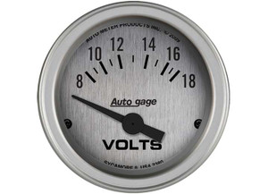 Auto Meter - Gauge Console Voltmeter 2 1/16in 18v Slvr Dial Slvr Bezel Autogage - 2380