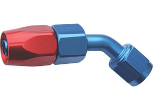 Big End Performance - Red/blue 45 Degree Swivel Aluminum Hose End 16an - 12545