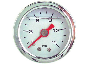 Big End Performance - Liquid Filled White Pressure Gauge 015psi - 15030