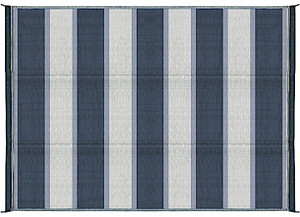 Camco - Outdoor Mat 6ft X 9ft Blue Stripe W/uv - 42871
