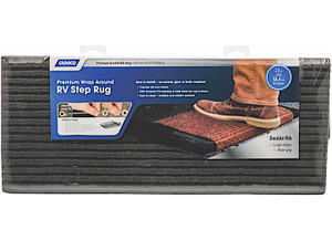 Camco - Step Rug Premium Poly. W/uv&tpe  Double Rib  18inx23in Gray - 42956