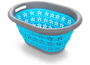 Camco - Collapsible Utility Basket Small Gray/teal - 51902