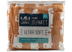 Camco - Life Is Better At The Campsite  Fleece Blanket Tan Queen - 53441