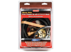 Camco - Brass Tee W/4 Ports W/5ft & 12ft Ext .hoses Clamshell - 59123