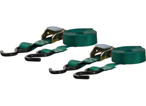 Curt - (2 Pack)cambuckle Strap 900/300 15ft X 1 Dark Green W/rubber Coated Shooks - 83015