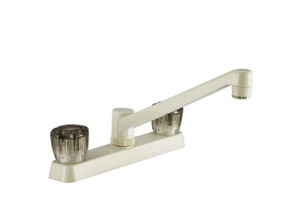 Dura Faucet - Two Handle Rv Kitchen Faucet W/smoked Acrylic Knobs  Bisque Parchment - DF-PK600S-BQ