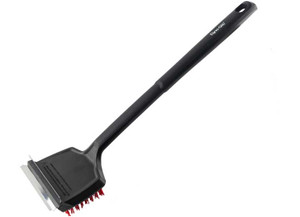 GHP Group - 18in Flat Top Grill Brush With Nylon Bristles And Stainless Steel Scraper - DG18RBN-D