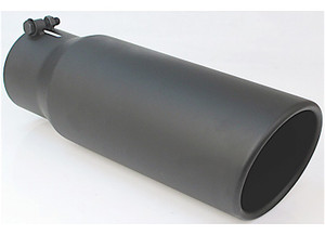 Different Trends - Black Powder Coated 5in Rolled Slant 15in Bolt On Blk Exhaust Tip 4.00in Id / 5. - BQ9-405015RBK