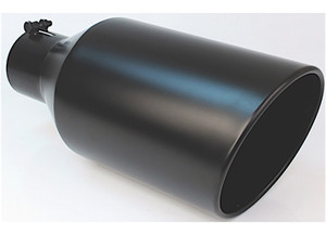 Different Trends - Black Powder Coated 8in Rolled Slant 15in Bolt On Blk Exhaust Tip 5.00in Id/8.00 - BQ9-508015RBK