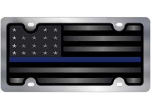 Eurosport - Blacked Out Usa Flag W Dark Blue Opaque Stripe Ss Plate - LS1110B-1